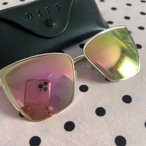 Diff Eyewear Pink and Gold Sunglasses